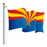 Den vinkande Arizona flaggan isolerade på en vit bakgrund också vektor för coreldrawillustration stock illustrationer Den vinkande Arizona flaggan isolerade på en vit bakgrund också vektor för coreldrawillustration stock illustrationer