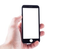 Den öppna menyn av att fotografera på en smartphone med en vit stor och knappskärm på en vit bakgrund, isolerar i hand royaltyfria foton Den öppna menyn av att fotografera på en smartphone med en vit stor och knappskärm på en vit bakgrund, isolerar i hand royaltyfria foton