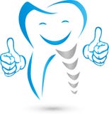 Dente com mãos e sorriso, dentes e logotipo do dentista ilustração stock Dente com mãos e sorriso, dentes e logotipo do dentista ilustração stock