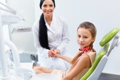 Dentist and Patient in Dentist Office. Child in the Dental Chair royalty free stock images Dentist and Patient in Dentist Office. Child in the Dental Chair royalty free stock images