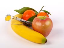 Dentist Tools And Fruit Stock Image