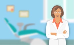 Dentista de la mujer joven en la oficina dental libre illustration Dentista de la mujer joven en la oficina dental libre illustration