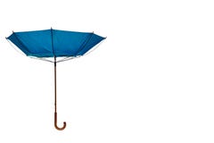 Dentro - do guarda-chuva para fora azul descentralizado no fundo branco fotografia de stock Dentro - do guarda-chuva para fora azul descentralizado no fundo branco fotografia de stock