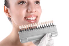 Dentysta sprawdza młoda kobieta zębów kolor obraz royalty free Dentysta sprawdza młoda kobieta zębów kolor obraz royalty free
