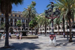 Placa Reial Barcelona Spanien stockfotografie Placa Reial Barcelona Spanien stockfotografie
