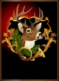 Der Kopf eines Rotwilds und des Jagdhorns lizenzfreie abbildung Der Kopf eines Rotwilds und des Jagdhorns lizenzfreie abbildung
