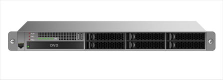 Der Server 1U für die Befestigung mit einem 19-Zoll-Gestell mit sechs 2 5 Zoll Festplattenlaufwerke und ein optisches Laufwerk stock abbildung Der Server 1U für die Befestigung mit einem 19-Zoll-Gestell mit sechs 2 5 Zoll Festplattenlaufwerke und ein optisches Laufwerk stock abbildung