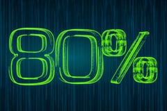 Desconte o conceito, inscrição luminosa de 80 por cento, rendição 3D ilustração stock Desconte o conceito, inscrição luminosa de 80 por cento, rendição 3D ilustração stock