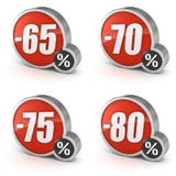 Desconte o ícone da venda 3d de 65% 70% 75% 80% no fundo branco ilustração do vetor Desconte o ícone da venda 3d de 65% 70% 75% 80% no fundo branco ilustração do vetor