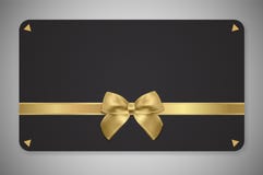 Descuento del carte cadeaux del carte cadeaux, cupón del regalo con la cinta de oro, arco del oro y modelo negro ilustración del vector Descuento del carte cadeaux del carte cadeaux, cupón del regalo con la cinta de oro, arco del oro y modelo negro ilustración del vector
