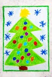 Desenho colorido da mão: Árvore de Natal bonita ilustração stock Desenho colorido da mão: Árvore de Natal bonita ilustração stock