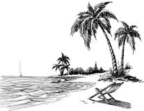 Desenho de lápis da praia do verão ilustração do vetor Desenho de lápis da praia do verão ilustração do vetor