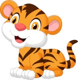 Desenhos animados bonitos do tigre de bebê ilustração do vetor Desenhos animados bonitos do tigre de bebê ilustração do vetor