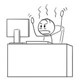 Desenhos animados do homem ou do homem de neg?cios irritado Working no computador de escrit?rio ilustração royalty free Desenhos animados do homem ou do homem de neg?cios irritado Working no computador de escrit?rio ilustração royalty free