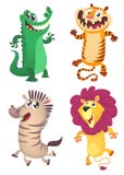 Desenhos animados Forest Animals Set Vector a ilustração do crocodilo, tigre, zebra, leão ilustração royalty free Desenhos animados Forest Animals Set Vector a ilustração do crocodilo, tigre, zebra, leão ilustração royalty free