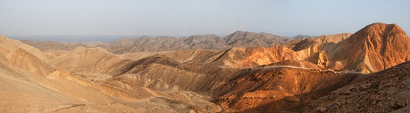 Desert Landscape Panorama At Sunset Stock Photography