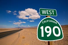 Desert Route 190 hwy Death Valley California road sign Royalty Free Stock Photos Desert Route 190 hwy Death Valley California road sign Royalty Free Stock Photos