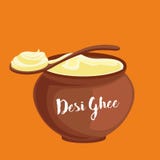 Desi-Büffelbutter-Topfillustration lizenzfreie abbildung Desi-Büffelbutter-Topfillustration lizenzfreie abbildung