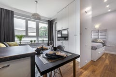 Design de interiores moderno com quarto foto de stock Design de interiores moderno com quarto foto de stock