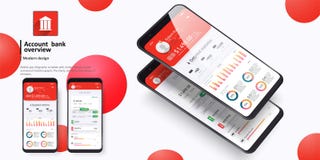 Design der beweglichen APP UI, UX Ein Satz GUI-Schirme für bewegliches Bankwesen On-line-Statistiken lizenzfreie abbildung Design der beweglichen APP UI, UX Ein Satz GUI-Schirme für bewegliches Bankwesen On-line-Statistiken lizenzfreie abbildung