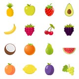 Design för lägenhet för uppsättning för fruktfruktsymbol vektor illustrationer Design för lägenhet för uppsättning för fruktfruktsymbol vektor illustrationer