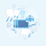 Design Idea Graphic Designer Drawing Icon Web Thin Line vector illustration Design Idea Graphic Designer Drawing Icon Web Thin Line vector illustration