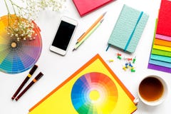Designer office in profession concept on desk background top view royalty free stock images Designer office in profession concept on desk background top view royalty free stock images