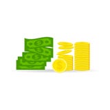 Designillustrationhög av mynt och dollarsedlar vektor illustrationer Designillustrationhög av mynt och dollarsedlar vektor illustrationer