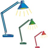 Desk lamp three lamps blue green pink light stock illustration Desk lamp three lamps blue green pink light stock illustration