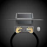 Desktop staci roboczej Nowożytne Komputerowe ręki Pisać na maszynie klawiaturę royalty ilustracja Desktop staci roboczej Nowożytne Komputerowe ręki Pisać na maszynie klawiaturę royalty ilustracja