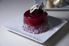 Dessert, sweet,strawberry dessert, on a square plate royalty free stock photos Dessert, sweet,strawberry dessert, on a square plate royalty free stock photos