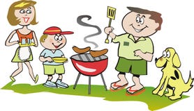 Dessin animé de barbecue de famille illustration de vecteur Dessin animé de barbecue de famille illustration de vecteur