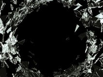 Destruction Shattered or demolished glass with hole Stock Photos Destruction Shattered or demolished glass with hole Stock Photos