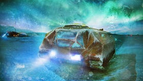 Det futuristiska den larvmedlet och rymdstationen på borttappad is postar apokalyptisk planetbegreppskonst Arkivfoton Det futuristiska den larvmedlet och rymdstationen på borttappad is postar apokalyptisk planetbegreppskonst Arkivfoton