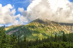 Det polska landskapet för Tatra bergsommar med blå himmel och vit fördunklar fotografering för bildbyråer Det polska landskapet för Tatra bergsommar med blå himmel och vit fördunklar fotografering för bildbyråer
