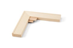Detail of gallery wrap stretcher bar frames with low riser stock images Detail of gallery wrap stretcher bar frames with low riser stock images