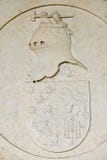 Detail of Knight in stone on wall of Templar Castle and the Convent of the Knights of Christ, founded by Gualdim Pais in 1160 AD, royalty free stock photos Detail of Knight in stone on wall of Templar Castle and the Convent of the Knights of Christ, founded by Gualdim Pais in 1160 AD, royalty free stock photos