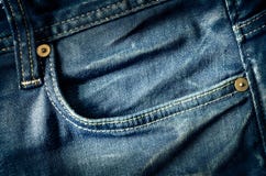 Detail Of Blue Jeans Pocket In Vintage Style Royalty Free Stock Photos