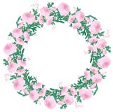 Detailed contour wreath with ranunculus vector illustration Detailed contour wreath with ranunculus vector illustration