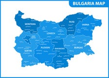 The detailed map of Bulgaria with regions or states and cities, capital. Administrative division Vector Illustration The detailed map of Bulgaria with regions or states and cities, capital. Administrative division Vector Illustration