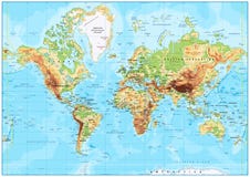 Detailed Physical World Map