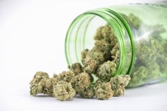 Detalj av cannabisknoppar & x28; obskördemaskinstrain& x29; på grönt exponeringsglas är kruset arkivbilder Detalj av cannabisknoppar & x28; obskördemaskinstrain& x29; på grönt exponeringsglas är kruset arkivbilder