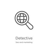 detektywistyczny ikona wektor od seo i marketingowej kolekcji Cienka kreskowa detektywistyczna kontur ikony wektoru ilustracja Ko ilustracji detektywistyczny ikona wektor od seo i marketingowej kolekcji Cienka kreskowa detektywistyczna kontur ikony wektoru ilustracja Ko ilustracji