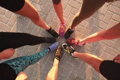 Determined group of young people running in city royalty free stock images Determined group of young people running in city royalty free stock images