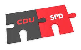 Deutsches Konzept der Politik-Großen Koalition: CDU- und SPD-Puzzlespiel-Stücke, Illustration 3d lokalisiert auf weißem Hintergru vektor abbildung Deutsches Konzept der Politik-Großen Koalition: CDU- und SPD-Puzzlespiel-Stücke, Illustration 3d lokalisiert auf weißem Hintergru vektor abbildung
