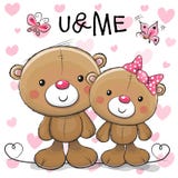 Deux bande dessinée mignonne Teddy Bears illustration libre de droits Deux bande dessinée mignonne Teddy Bears illustration libre de droits