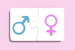 Deux puzzles avec des symboles de femmes et d'hommes illustration stock Deux puzzles avec des symboles de femmes et d'hommes illustration stock