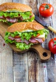 Deux sandwichs submersibles frais photographie stock libre de droits Deux sandwichs submersibles frais photographie stock libre de droits