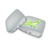 Deux valises de voyage avec Airplane modèle vert illustration de vecteur Deux valises de voyage avec Airplane modèle vert illustration de vecteur