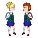 Deux écolières dans l'uniforme illustration libre de droits Deux écolières dans l'uniforme illustration libre de droits